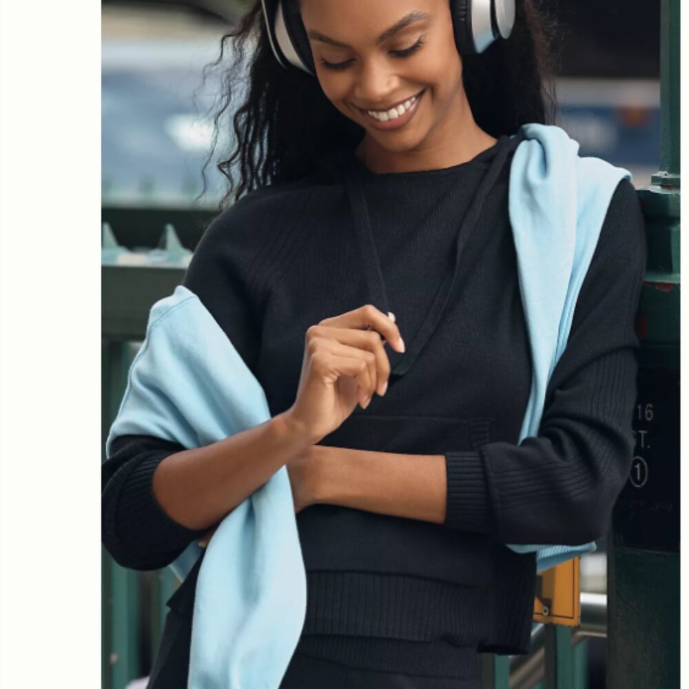 Brand New Daily Practice by Anthropologie Knit Racing Hoodie Sweater
